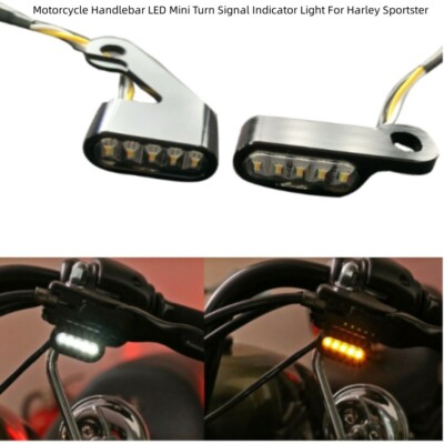 Motorcycle LED Mini Handlebar Turn Signal Indicator Light For Harley Sportster