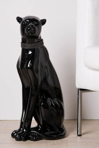 Casablanca - Panther Negro XL Con Strass-Halsband Plata Escultura Figura 20576 - Imagen 1 de 1