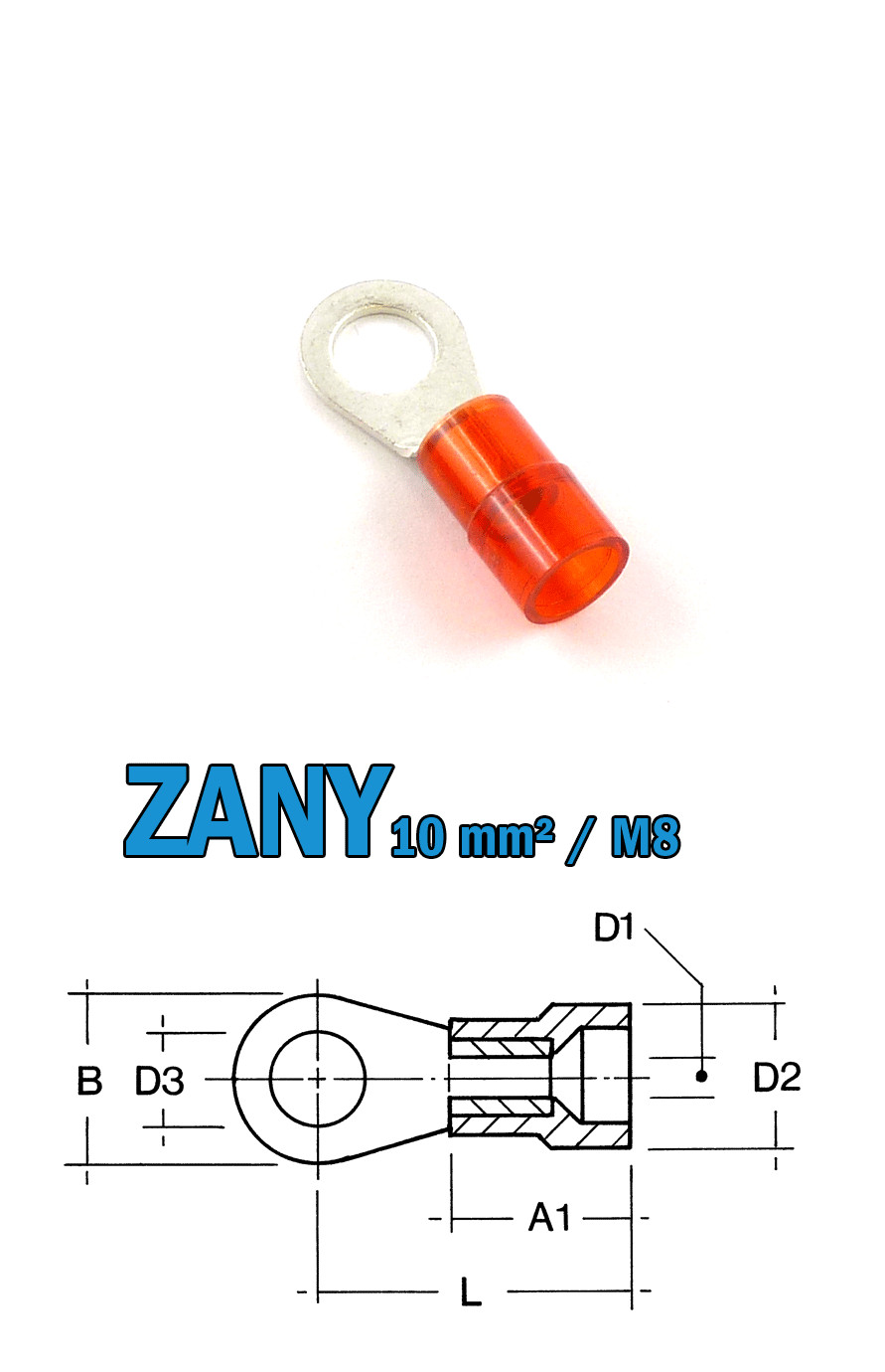 Cosse Anneau 10 mm² M8 CIMCO 180074 Rouge à Entrée Facile en Polyamide x50