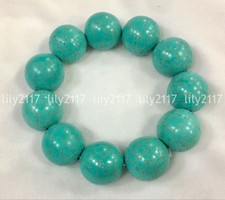 Pretty Natural 8/10/12/14mm blue turquoise Gemstone Round Beads Bracelet 7.5''