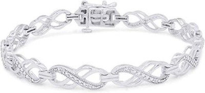 1/10ct Natural Diamond Double Infinity Loop Bracelet 925 Sterling Silver I2-I3