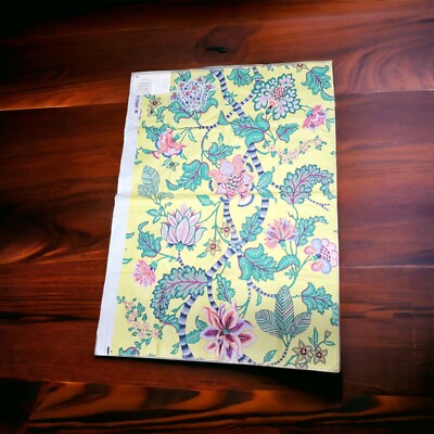 Vintage MALABAR Fabric by Scalamandre' Yellow cotton Hand Printed 39 x29  RARE