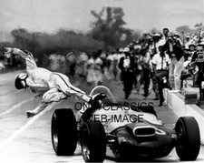 1964 PARNELLI JONES BAILS OUT ALCOHOL FUEL FIRE INDY 500 8x10 PHOTO AUTO RACING