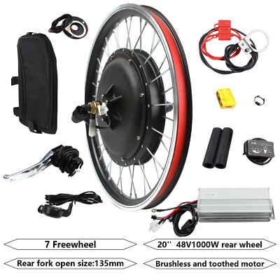 48V 20 in Rear Wheel Electric Bicycle Motor Conversion Kit eBike Hub Motor 1000W