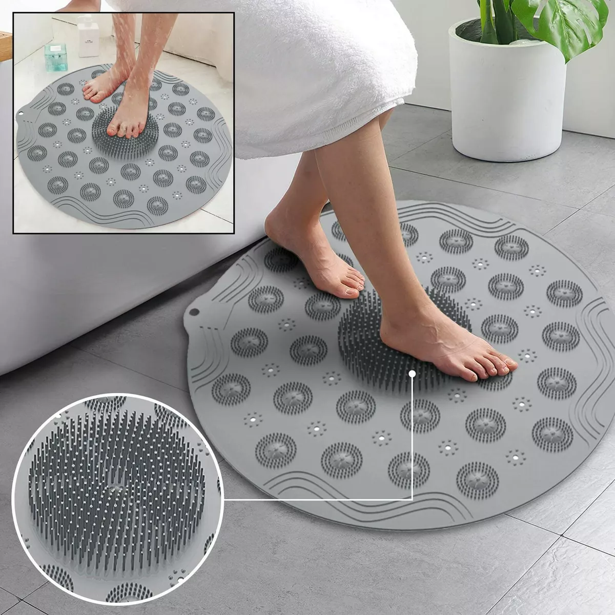 Bathroom Rug Simple Household Water-Proof Bathroom Non-Slip Mat Household  Shower Toilet Massage Pad Suction Cup Foot Pad Bathroom Accessories Bath  Mat