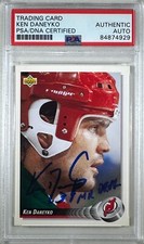 Ken Daneyko  auto insc 1992 Upper Deck card PSA Encapsulated New Jersey Devils