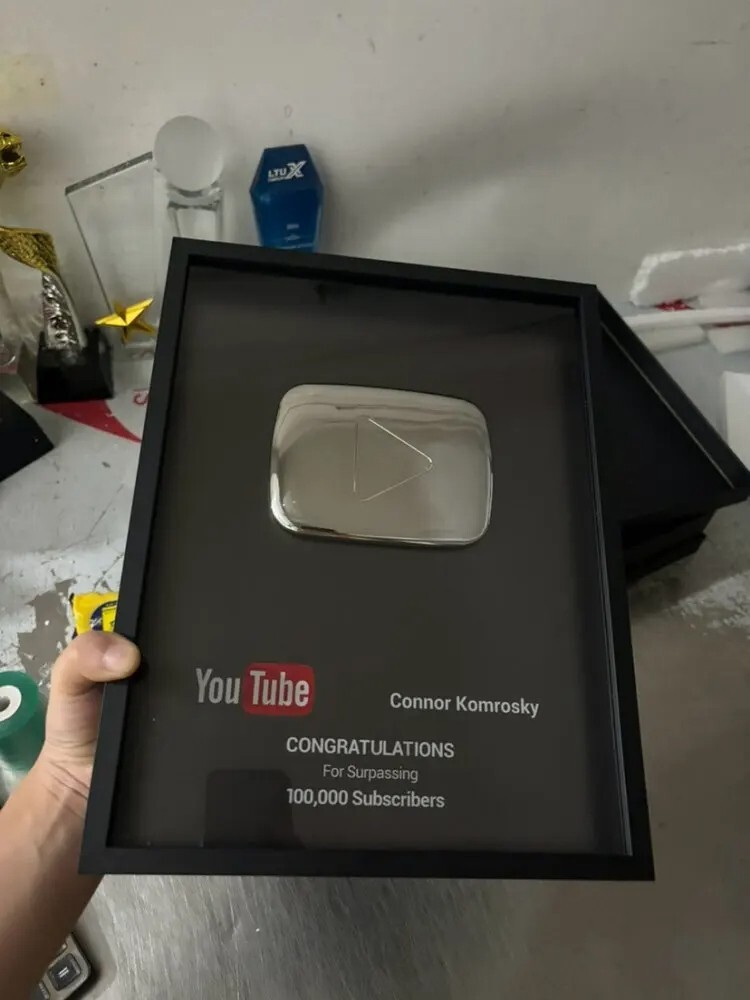 Custom YOUTUBE OLD Silver Play Button Awards Classic Reward