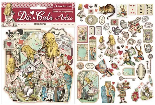ALICE TEA TIME Collection Fairytale DIE CUTS 62 PCS STAMPERIA DFLDC07 New