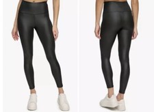 90 Degree By Reflex Leatherette Hi Rise Waist Black Leggings MSRP 78 NWT
