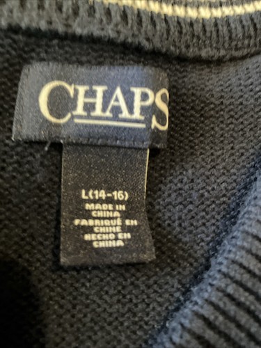 Chaps vest boys 14-16 large V-neck blue Crest - Picture 3 of 5