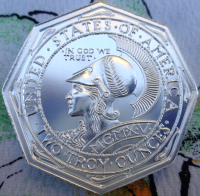 2 oz. 1915 PAN-PAC OCTAGONAL coin tribute BU rounds .999 fine