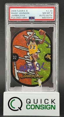 MAGIC JOHNSON 2006-07 FLEER E-X JAMBALAYA AUTO #J-JO LAKERS PSA 8 Q6995