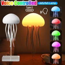 LED RGB Dancing Jellyfish Lamp Voice Activated Color Changing Night Bedside Lamp