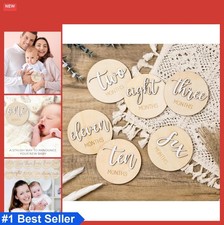 Wooden Baby Milestone Discs 3.75 Inch 1-12 Month Photo Props Newborn Monthly