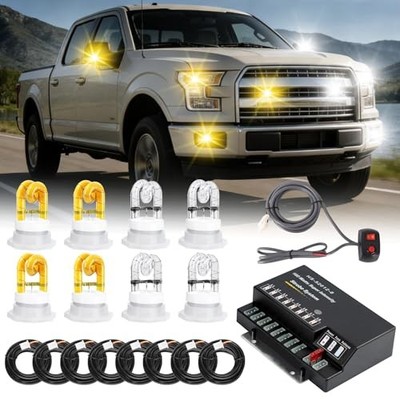 Hideaway Emergency Strobe Lights Kit White Amber 8 HID Amber White 8 bulbs