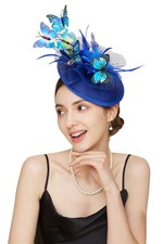 Butterfly Fascinator Hat Feather Tea Party Hat Monarch Butterfly Headband Blue
