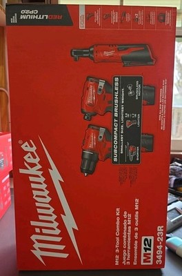 Milwaukee 3494-23R M12 Lithium-Ion Brushless Subcompact 3-Tool Kit w/ Batteries