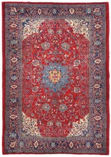 Traditional Red Floral Design Vintage Hand-Knotted Oriental Carpet Rug 7X10