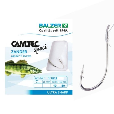 Balzer Camtec Speci gebunden Haken | Zander 80cm | montierte Vorfach 10 Stk.