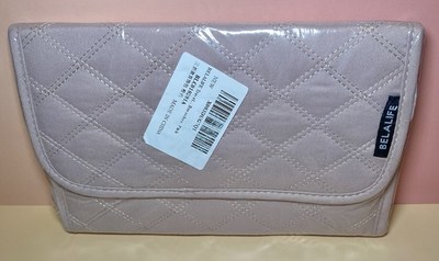 NEW Belalife Travel Jewelry Organizer Case Roll Foldable Quilted Pink