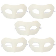 Pack of 5 Blank White Paper Masks for Halloween Costume Decoration