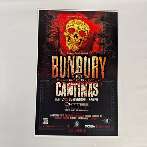 Enrique Bunbury Konzert Poster Licenciado Cantinas Tour 11 x 17 Rock en Espanol - Bild 1 von 3