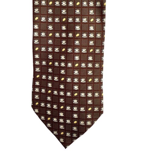 LONGCHAMP- Coffee Cup Print Silk tie