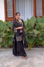 New Launch Heavy Chinnon Silk Salwar Kameez With Black Dupatta For Party Wear