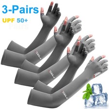 6pcs Summer Cooling Cycling Hiking Arm Sleeves UV Sun Protection Ice Silk Gloves