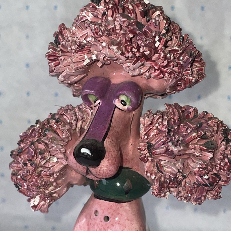 VTG Pink Poodle Sasha Swak L Corneille Porcelain Spaghetti salt shaker figurine