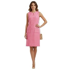Karl Lagerfeld Paris Tweed Sleeveless Dress Coral Pink & White Sz10 NWOT