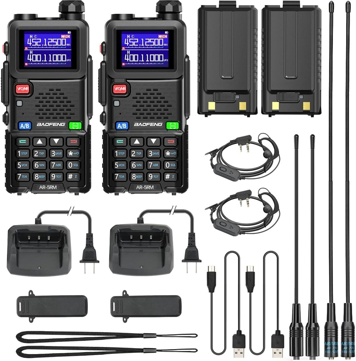 2 Pack BAOFENG Ham Radio Long Range 10W Walkie Talkies USB-C Rechargeable 999CH