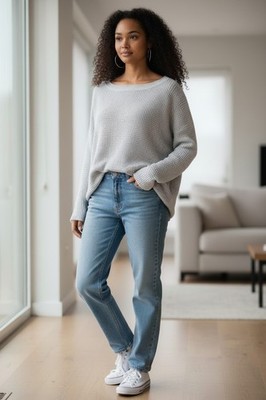 Women's XL Stone Color Sweater Crewneck Lightweight Boho Preppy Beachy