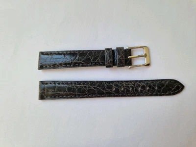 Bracelet de montre 14mm Camille Fournet cuir de croco gris anthracite Strap 14mm - Photo 1/4