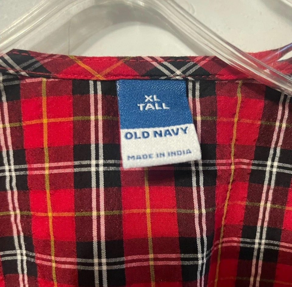 Old Navy long sleeve Wrap mini dress small modal plaid print woman XL Tall - Image 3 of 4