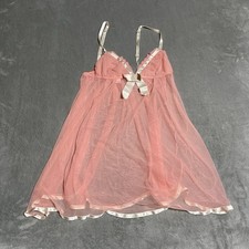 Victorias Secret Angel Babydoll Womens Large Pink Sheer Dainty Coquette
