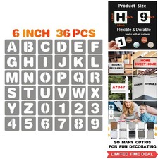 Letter Stencils 6 Inch 36 Pcs Reusable Plastic Alphabet Numbers for Wood