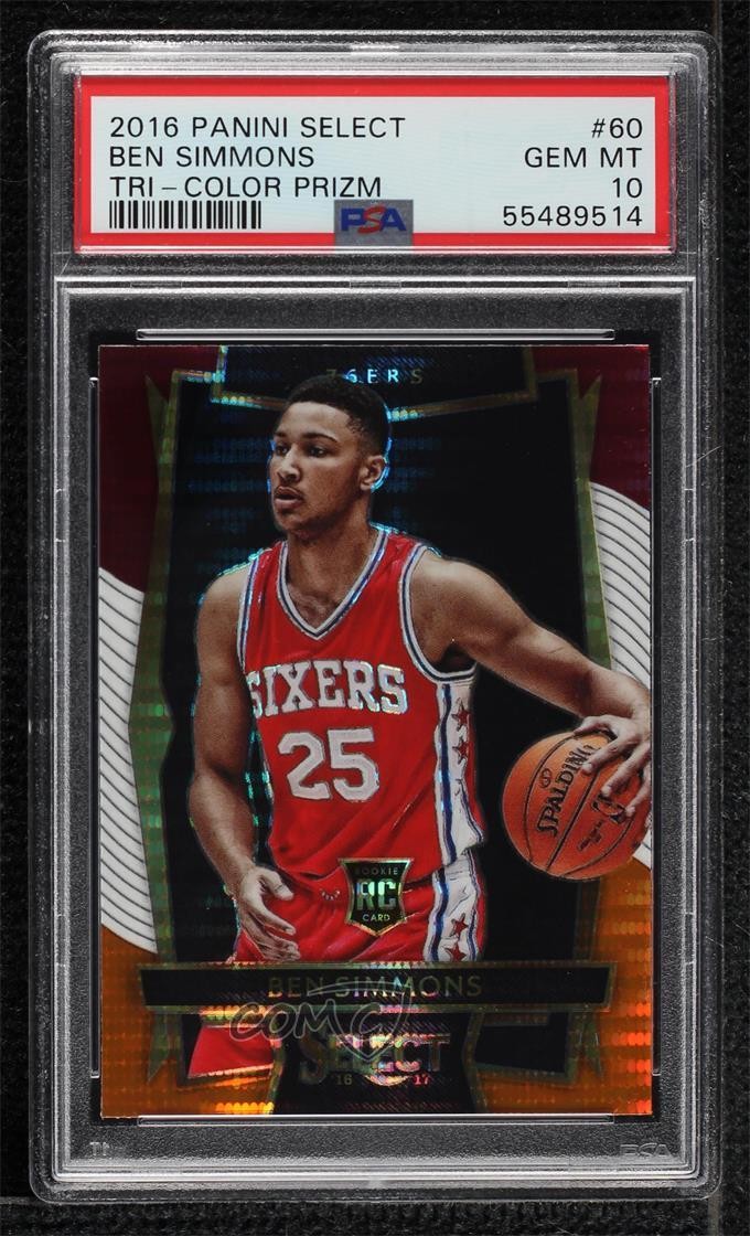 2016 Panini Select Concourse Tri-Color Prizm Ben Simmons #60 PSA 10 GEM MT uk2