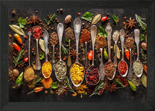 Herbs and Spices Framed Wall Art Poster Canvas Print Picture