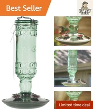 Beautiful Green Antique 10 oz Hummingbird Feeder - Easy Clean and Multi-Feeder
