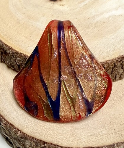 Red Orange Blue Murano Style Art Glass Pendant Dichroic Unique Design