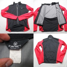 Canari Cycling Jacket Men Medium Black Red Full Zip Windproof Ripstop USA Made