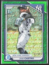 2024 Bowman Chrome Jose Castro Green Shimmer Refractor #BCP-175 SN Yankees