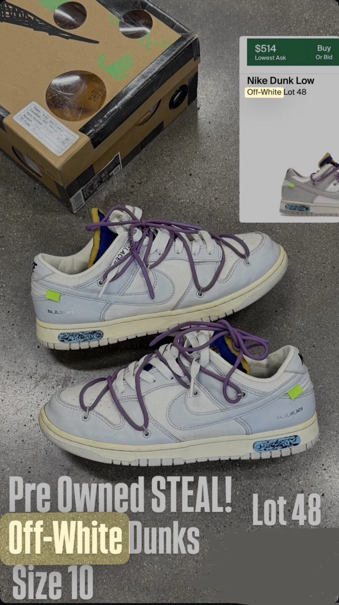 Las mejores ofertas en Nike Off-White x Dunk Low Lot 48 of 50 | eBay