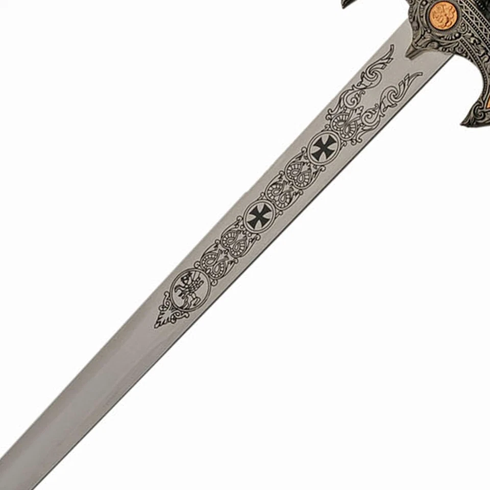 Espada Templaria Caballeros Oro Rosa SD 34 Pulgadas con Vaina Acero Inoxidable Grabado Foto 4 de 4