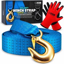12000 Lb Boat Trailer Winch Strap With Hook 2 X 20ft Blue Heavy Duty