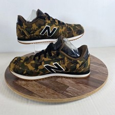 Zapatillas deportivas New Balance 501 jóvenes niños 5 verdes camufladas lona parte superior baja con cordones