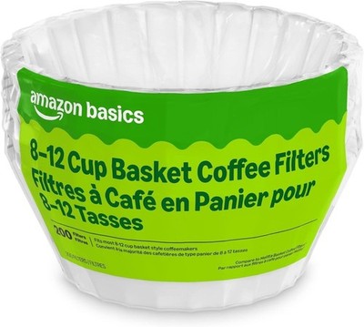Basket Coffee Filters for 8-12 Cup Coffee Makers, White, 200 Count, Packaging