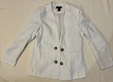 Tahari White linen-blend blazer Size Medium