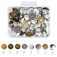 80 Sets 17mm Jeans Button Replacement Kit Metal Tack Button Snap Button for